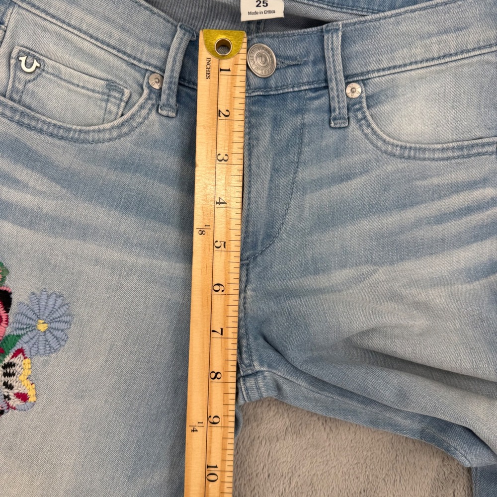 True Religion Halle Super Skinny Jeans Womens 25 Light Wash Floral Embroidered - Picture 16 of 16